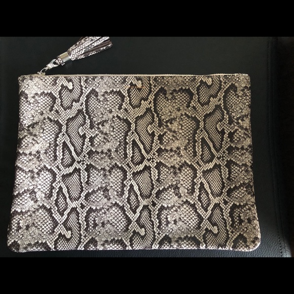 Tracey Tanner Snakeskin Print Leather Clutch Pouch Tracey Tanner Handbag - Picture 5 of 12